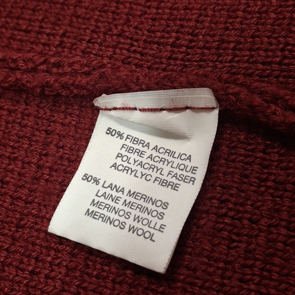 Cocogio Open-Front Sleeveless Pocket Merino Wool Maroon Long Vest Sweater Medium - Picture 15 of 16